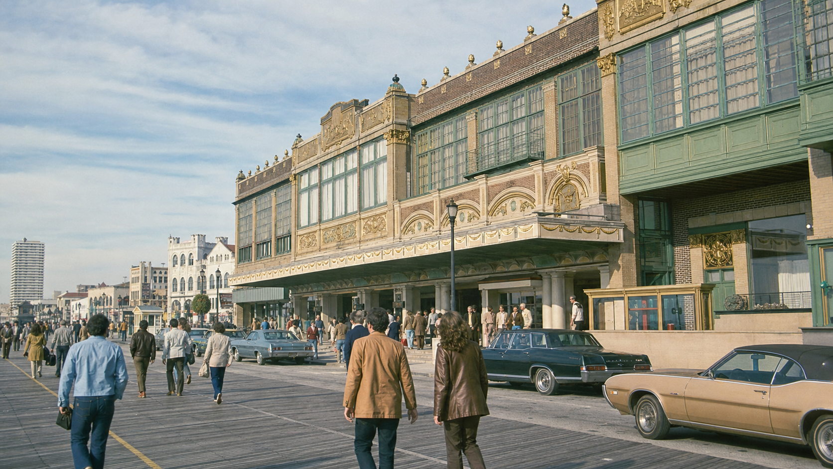 Contemporary documentary reconstruction of the Atlantic City Boardwalk in 1978
