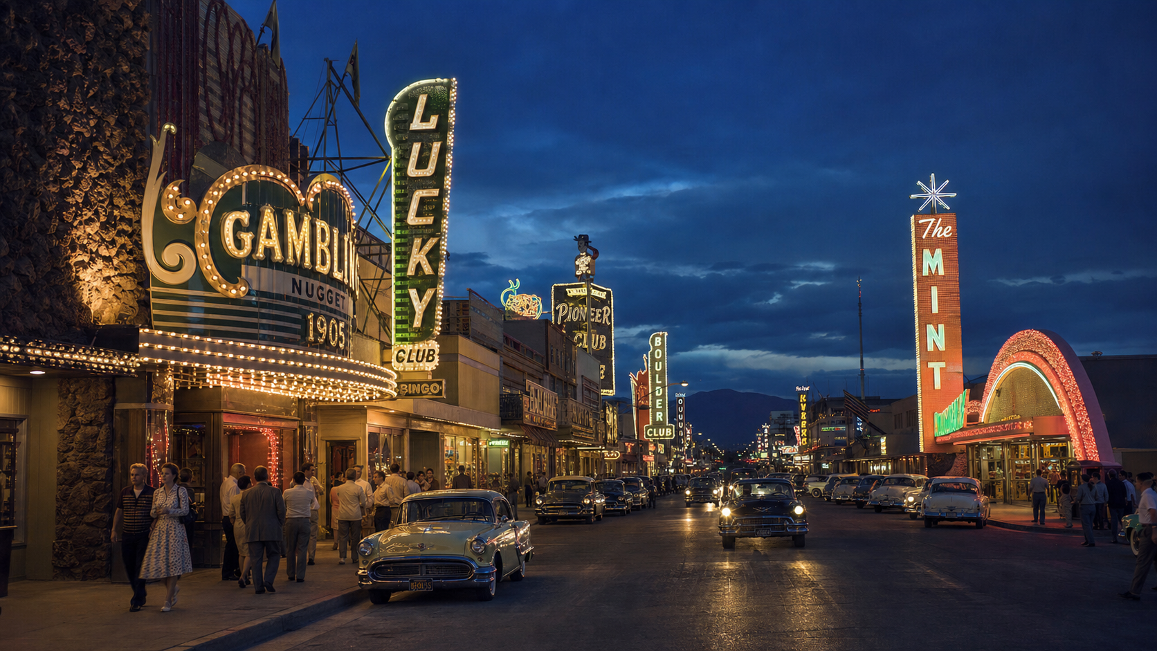 Contemporary documentary reconstruction of Fremont Street in Las Vegas in 1952